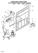DOOR AND LATCH PARTS Diagram and Parts List for GU2600XTPB3  Whirlpool Dishwasher