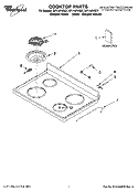 COOKTOP PARTS Diagram and Parts List for RF114PXSB1  Whirlpool Range