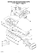 MOTOR AND ICE CONTAINER Diagram and Parts List for 3XES0FHQKQ00  Whirlpool Refrigerator