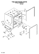 TUB AND FRAME PARTS Diagram and Parts List for KUDL03ITSS0  KitchenAid Dishwasher