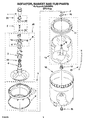 AGITATOR, BASKET AND TUB PARTS Diagram and Parts List for 6ALSQ8000MW0  Whirlpool Washer