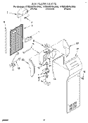 AIR FLOW Diagram and Parts List for 4YED25DQAB00  Whirlpool Refrigerator