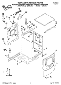 TOP AND CABINET PARTS Diagram and Parts List for GHW9250ML2  Whirlpool Washer