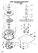 PUMP AND SPRAYARM PARTS Diagram and Parts List for DU018DWLB1  Whirlpool Dishwasher