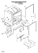 TUB AND FRAME PARTS Diagram and Parts List for KUDU03FTPA2  KitchenAid Dishwasher