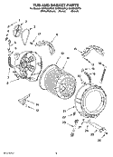 TUB AND BASKET PARTS Diagram and Parts List for GHW9400PW3  Whirlpool Washer