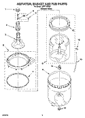 AGITATOR, BASKET AND TUB PARTS Diagram and Parts List for LSR7133PQ0  Whirlpool Washer