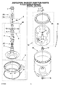 AGITATOR, BASKET AND TUB PARTS Diagram and Parts List for GSQ9669LG0  Whirlpool Washer