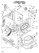 CABINET PARTS Diagram and Parts List for WGD5500ST0  Whirlpool Dryer