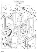 CABINET Diagram and Parts List for LGR3634EW0  Whirlpool Dryer