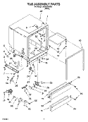 TUB ASSEMBLY Diagram and Parts List for SUD5000KQ0  Whirlpool Dishwasher