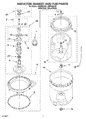 AGITATOR, BASKET AND TUB PARTS Diagram and Parts List for LSQ9620LG1  Whirlpool Washer