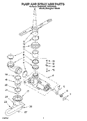 PUMP AND SPRAYARM Diagram and Parts List for RUD3000KB1  Roper Dishwasher