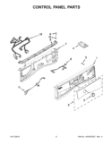 CONTROL PANEL PARTS Diagram and Parts List for WFW70HEBW0  Whirlpool Washer