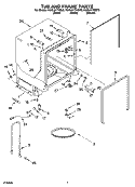 TUB AND FRAME PARTS Diagram and Parts List for KUDL01TKBL0  KitchenAid Dishwasher