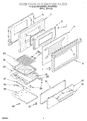 OVEN DOOR AND BROILER Diagram and Parts List for SF318PEWN0  Whirlpool Range