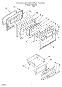 DOOR & DRAWER Diagram and Parts List for SF387PEYB7  Whirlpool Range