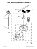PUMP, WASHARM AND MOTOR PARTS Diagram and Parts List for WDF530PAYW5  Whirlpool Dishwasher
