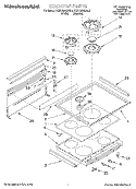 COOKTOP, LITERATURE Diagram and Parts List for KGRT500BAL2  KitchenAid Range