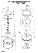 AGITATOR, BASKET AND TUB PARTS Diagram and Parts List for 7MNTM5100TT0  Whirlpool Washer
