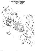 TUB AND BASKET PARTS Diagram and Parts List for KHWS02RWH3  KitchenAid Washer