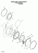DOOR AND LATCH PARTS Diagram and Parts List for WFW8500SR04  Whirlpool Washer