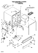 TUB ASSEMBLY PARTS Diagram and Parts List for RUD4000SU0  Roper Dishwasher