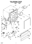 TUB ASSEMBLY PARTS Diagram and Parts List for DU948PWPQ1  Whirlpool Dishwasher