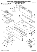 COOKTOP, BURNER AND GRATE PARTS Diagram and Parts List for KGCV465MMT02  KitchenAid Cooktop
