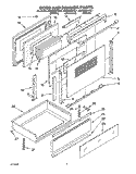 DOOR AND DRAWER Diagram and Parts List for KERC500YBL1  KitchenAid Range