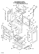 CHASSIS Diagram and Parts List for SF369LEKQ1  Whirlpool Range