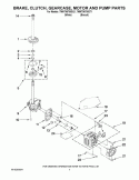 BRAKE, CLUTCH, GEARCASE, MOTOR AND PUMP PARTS Diagram and Parts List for 7MWT96700ST1  Whirlpool Washer
