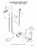 FILL, DRAIN AND OVERFILL PARTS Diagram and Parts List for KUDC20FVBL4  KitchenAid Dishwasher