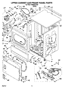 UPPER CABINET AND FRONT PANEL PARTS Diagram and Parts List for CSP2741KQ3  Whirlpool Dryer
