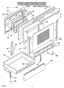 DOOR AND DRAWER PARTS Diagram and Parts List for GR450LXHT2  Whirlpool Range