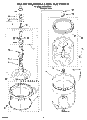 AGITATOR, BASKET AND TUB PARTS Diagram and Parts List for RAS8333RQ1  Roper Washer