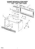 CABINET AND INSTALLATION PARTS Diagram and Parts List for MH3185XPT2  Whirlpool Microwave