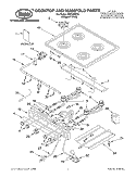 COOKTOP AND MANIFOLD, LITERATURE Diagram and Parts List for FGP245KQ0  Roper Range