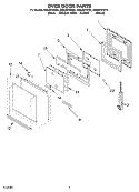 OVEN DOOR Diagram and Parts List for GBS307PDB9  Whirlpool Wall Oven