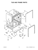TUB AND FRAME PARTS Diagram and Parts List for WDL785SAAM1  Whirlpool Dishwasher