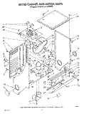 DRYER CABINET AND MOTOR Diagram and Parts List for JV020000  Whirlpool Washer Dryer Combo