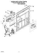 DOOR AND LATCH PARTS Diagram and Parts List for IUD8000RQ0  Whirlpool Dishwasher