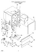 TUB ASSEMBLY Diagram and Parts List for 7DU912PFGQ0  Whirlpool Dishwasher