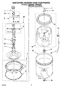 AGITATOR, BASKET AND TUB PARTS Diagram and Parts List for LSN3000PW1  Whirlpool Washer