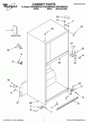 CABINET PARTS Diagram and Parts List for W9RXEMMWB00  Whirlpool Refrigerator