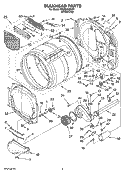 BULKHEAD PARTS Diagram and Parts List for WGD8410SW1  Whirlpool Dryer