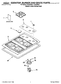 COOKTOP, BURNER AND GRATE PARTS Diagram and Parts List for ICS300RQ00  Whirlpool Cooktop