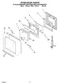 OVEN DOOR Diagram and Parts List for GBS307PDB8  Whirlpool Wall Oven