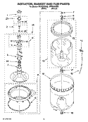 AGITATOR, BASKET AND TUB PARTS Diagram and Parts List for WTW5500ST2  Whirlpool Washer