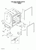 TUB AND FRAME PARTS Diagram and Parts List for 7GU3200XTVY0  Whirlpool Dishwasher